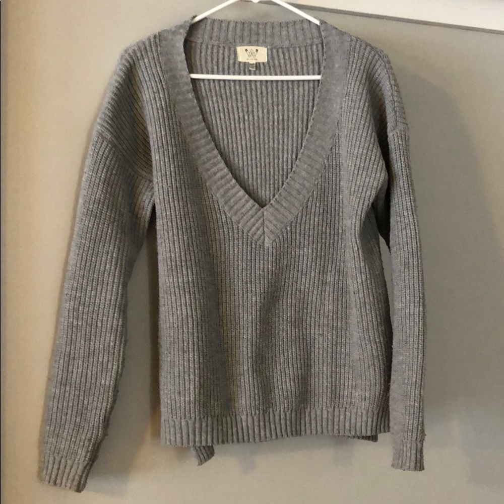 Deep V Grey Sweater